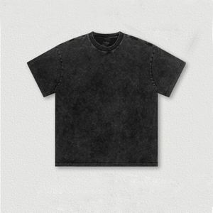 เสื้อยืดแขนสั้นคอกลมสไตล์อเมริกันเรโทรผ้าหนาน้ำหนักมากพิมพ์ลายย้อมสีแบบวอช สำหรับผู้ชาย - Product Image 3