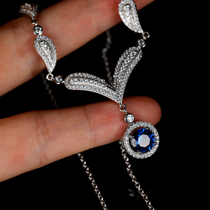 Parure di <span class=keywords><strong>Gioielli</strong></span> da Sposa Grace Jewel in Argento 925 con Pietra Blu da Donna, Set di <span class=keywords><strong>Gioielli</strong></span> di Lusso Personalizzabile per Matrimonio - Product Image 3