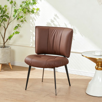 Chaise de salle à manger moderne rembourrée, avec coutures verticales, en similicuir, pieds en métal noir, chaise d'appoint pour salle à manger, cuisine, maison