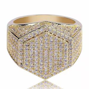 Moissanite Hip Hop 925 Sterling <b>Silver</b> Rhodium Plated Prong Setting Unisex <b>Ring</b> for Men Women Trendy Stylish <b>Statement</b> Design - Product Image 3