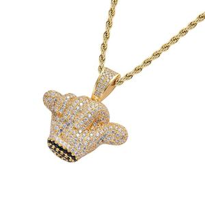 Hip Hop Cool <strong>Praise</strong> Hand Gestures Pendant Rope Chain Necklace Collier Men Iced Out CZ Stone Pendant Accessories Bling Bling Rock - Product Image 6