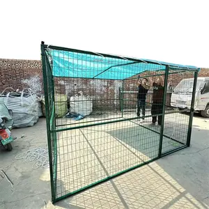 10ft x 10ft x 6ft büyük ağır geçici çıkarılabilir kaynaklı çit paneli köpek kafesi çatı ile kennels