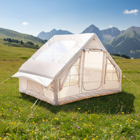 Carpa Inflable para Acampar, 3-4 Personas, Gran Tamaño, Una Sola Capa, 420D Oxford PVC, Portátil, Totalmente Automática, 2 Puertas, Bomba, Impermeable