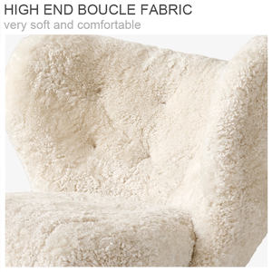 Gamba in legno <span class=keywords><strong>piccola</strong></span> <span class=keywords><strong>Petra</strong></span> Lounge bianco Boucle soffice accento sedia moderna <span class=keywords><strong>piccola</strong></span> orsacchiotto bouclé tessuto Amr sedia - Product Image 5