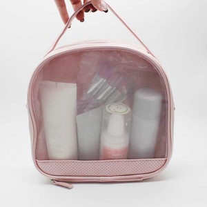 Mesh Makeup <b>Bag</b> Cosmetic Organizer <b>Large</b> Capacity Portable Beauty Case <b>With</b> Handle Soft PU Transparent <b>Storage</b> Toiletry Holder - Product Image 3