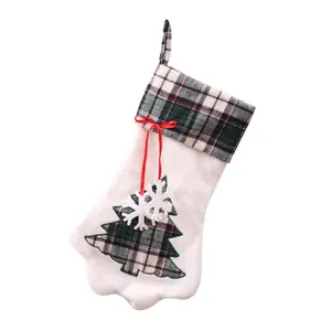 Calza di vendita calda di lusso di peluche bufalo nero bianco rosso plaid Vintage personalizzato cane gatto Pet calza 2024 natale