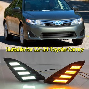 Toyota Camry 2012-2014 <b>LED</b> Daytime Running <b>Light</b> Bezels Front Fog <b>Light</b> <b>Covers</b> No Drill Installation Waterproof ABS PC Material - Product Image 3