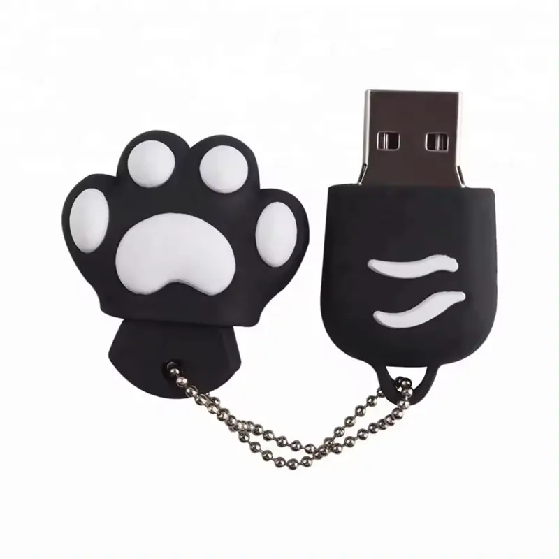 Stik USB dengan gantungan kunci, Flash Drive PVC USB 8GB kustom lucu USB 2.0 kapasitas nyata cakar kucing grosir