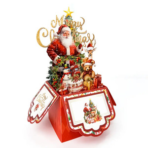 Carte de vœux de Noël 3D pop-up en gros, faite à la main, avec motifs Père Noël, sapin de Noël, ours et renne, carte cadeau de Noël - Product Image 6