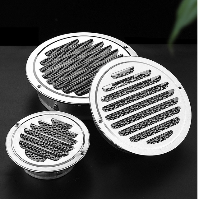 Modern Stainless Steel Round Exhaust Grille Louvered Air Vent Screen Mesh External Wall Dryer Duct Vent Cover Flap for Workshop