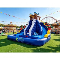 Toboggan aquatique gonflable double piste de 6,7 m de haut avec piscine à jets d'eau, thème palmier, pour enfants, location de fête, utilisation en extérieur