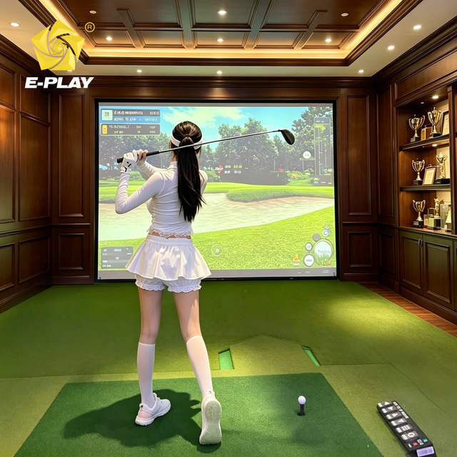 Eplay Smart Indoor Golf Simulator-Automatic Scoring Scene Switching Easy Install 6 Games Infrared Touch Screen for