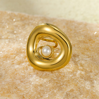 Creux en acier inoxydable rond avec pierre bagues empilables pour femmes accessoires à la mode à la main mode bijoux féminins