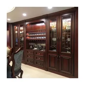 MCZ Customized home furniture wooden antique liquor wine cabinet for storage/living room with glass display bar