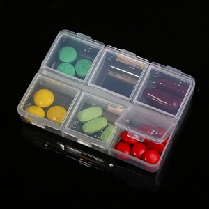 Portable Pillbox <b>6</b> Compartment Transparent PP Plastic Medicine Box Travel Storage Case - Product Image 2