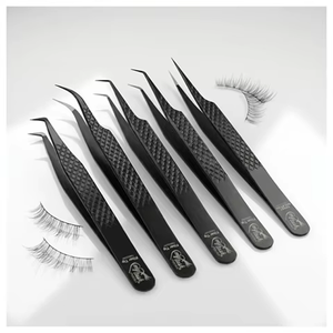 Best Quality Fiber Grip <b>Lash</b> Tweezers for Eyelash Extension Pointed Tip 45 Degree Mega Volume Tweezer Slim Precision Tip - Product Image 4