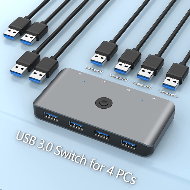 OEM logo 4 Port USB3.0 Switch Hub USB Sharing Switches 4 Computers KVM Switch