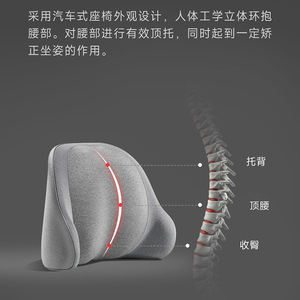 Lumbar Massage Pillow With Heat Therapy And Kneading <b>Vibration</b> For Back Relief Grey Plug In Battery Powered - Product Image 4