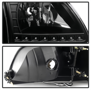 Par de Faros Delanteros LED DRL para <span class=keywords><strong>Ford</strong></span> F150 <span class=keywords><strong>Expedition</strong></span> 1997-2003, Carcasa Negra, Señal de Giro, Repuesto de Faros - Product Image 4
