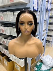 Parrucche <span class=keywords><strong>Bob</strong></span> Lisce Senza Colla in Capelli Umani, Frontale in Pizzo 13x4 4x4 5x5 2x6 per Donne Nere, Densità 210%, <span class=keywords><strong>Bob</strong></span> <span class=keywords><strong>Corto</strong></span> 8 Pollici 15A SDD - Product Image 2