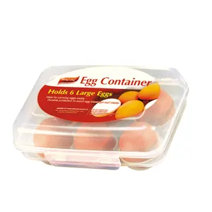 Bpa-vrij Plastic Ei Houder Opbergdoos Voor Zes Eieren Koelkast Opslag Container/6 Ei Lade, Clear