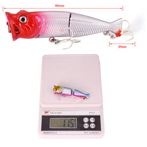 Leurre Kfsf Popper 80mm en deux sections, appât dur avec hameçon triple pour la pêche au bar - Product Image 1