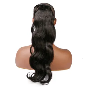Clip In Hairpiece Cuticle Aligned Brazilian Wavy Human Hair Ponytail Extensions