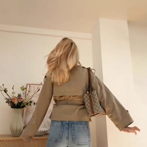 Cappotto <span class=keywords><strong>Trench</strong></span> Corto da <span class=keywords><strong>Donna</strong></span> Autunno 2026, Nuovo Stile Elegante con Doppio Petto e Cinturino - Product Image 3