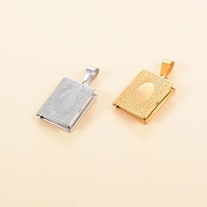 Collier pendentif cadre photo avec chaîne en O, médaillon rectangulaire ouvrable en acier inoxydable, breloque livre photo, bijou cadeau pour couple - Product Image 5