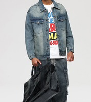 Veste en jean délavée vintage unisexe coupe ample à épaules tombantes, style streetwear décontracté pour couple, idéale printemps-automne – Meilleure vente