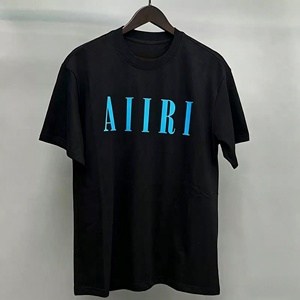 เสื้อยืดแขนสั้นผ้าฝ้าย 100% คุณภาพหรูหรา สไตล์ลำลอง พิมพ์ลายแฟชั่นฤดูร้อน AMI RI ทรงหลวมสำหรับผู้ชาย - Product Image 3