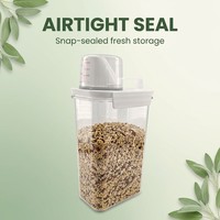 Conteneur hermétique pour aliments secs avec tasse graduée, grand format, sans BPA, couvercle à double usage, PET, PP, silicone, OEM
