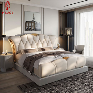 <span class=keywords><strong>Letto</strong></span> <span class=keywords><strong>Matrimoniale</strong></span> in Stile Italiano di <span class=keywords><strong>Lusso</strong></span> Leggero, Elegante <span class=keywords><strong>Letto</strong></span> Imbottito per Camera da <span class=keywords><strong>Letto</strong></span> Principale, Set di Mobili per Hotel - Product Image 6