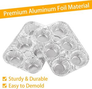 Bandeja de aluminio personalizada de grado alimenticio con 6 cavidades para muffins <span class=keywords><strong>jumbo</strong></span>, tapa de aluminio, proceso blíster, 540ml, apta para <span class=keywords><strong>microondas</strong></span>, a granel - Product Image 2