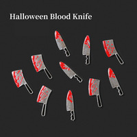 Vente en gros en vrac Nouveaux accessoires de décoration pour ongles en alliage métallique 3D, couteaux sanglants d'Halloween, breloques gothiques pour ongles en forme de couteau punk