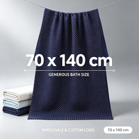 Serviettes de bain 70*140 cm 100% coton à pois pour salle de bain, séchage rapide, logo personnalisé, vente en gros, écologiques, spa à domicile