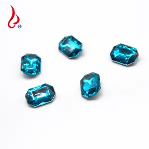 Lan Guang gevşek akrilik taklidi 8*24mm yeni temizle kristal ayarları renkli dikdörtgen sekizgen Pointback Rhinestone