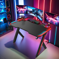 Usine en gros 120cm Cool Design rvb LED PC Table de jeu haute qualité noir grand bureau d'ordinateur de jeu