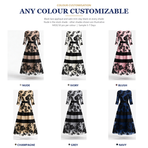 Vestido Midi de Tul con Apliques de Encaje Negro Personalizado, Detalle de Banda de Satén, Forro Color Piel, Superposición Transparente, Falda en Línea <span class=keywords><strong>A</strong></span> - Product Image 2