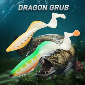 WildTrek15cm 39g Big Dragon Grub Leurre Souple Grandes Queues Bouclées Corps Souple Leurres de Pêche au Bar en Eau Salée et Eau Douce - Product Image 6