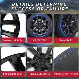 4 Uds <span class=keywords><strong>tapacubos</strong></span> de <span class=keywords><strong>18</strong></span> <span class=keywords><strong>pulgadas</strong></span> <span class=keywords><strong>tapacubos</strong></span> rendimiento tapa de rueda de repuesto cubierta de llanta completa de automóvil para Tesla Modelo 3 2018-2023 Accesorios - Product Image 6