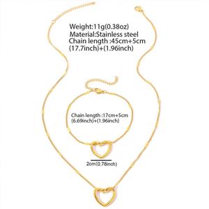 Collier romantique anti-ternissement en or 18 carats, véritable acier inoxydable, ensemble de colliers en forme de cœur pour femmes, hommes et filles - Product Image 4