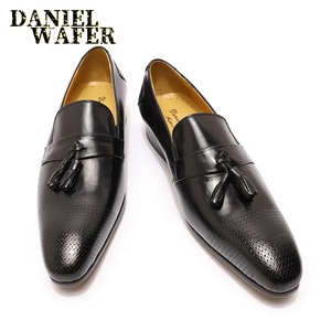 Chaussures classiques pour hommes en cuir véritable à franges faites à la main avec semelle en caoutchouc résistante à l'usure et mocassins de haute qualité - Product Image 6