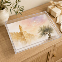 Judaica Wasch becher mit goldenen Griffen-Transparenter Lucite Kiddush Cup für jüdischen Schabbat, Pessach & Holiday Jewish
