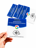 Carte de commentaires Google NFC avec puce NTAG213, support adhésif, texte personnalisé en anglais/espagnol/portugais/français/italien/allemand pour les entreprises