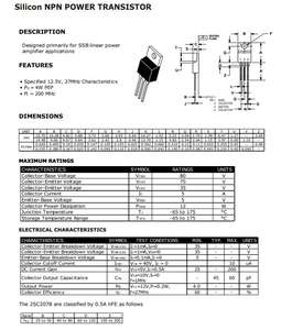 JSMSEMI 2SC2078 C2078 120W 5A 35V Transistor <span class=keywords><strong>de</strong></span> potencia NPN <span class=keywords><strong>de</strong></span> <span class=keywords><strong>silicio</strong></span> para amplificador <span class=keywords><strong>de</strong></span> potencia - Product Image 2