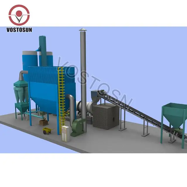 Máquina secadora de cemento Ahorro de energía Material de construcción Tambor 15 toneladas Piedra de cal Marrón Carbón Secador de horno rotatorio