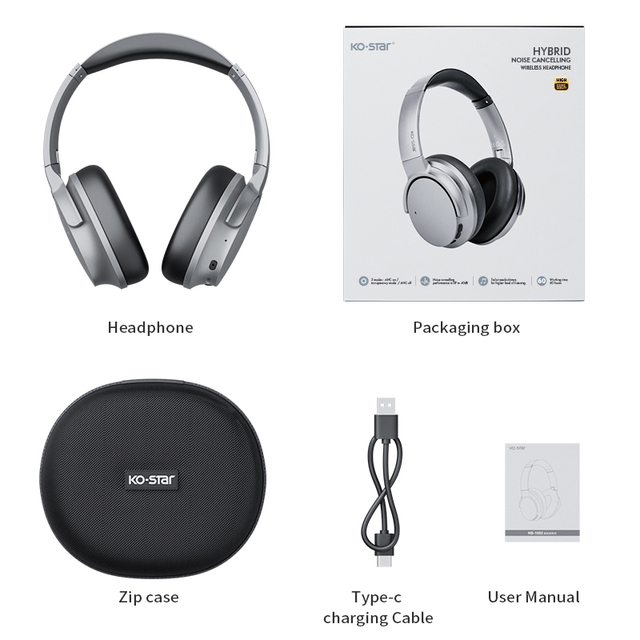 Wireless bluetooth Over Ear Headphones Anc Over Ear Headphone for Studio Music Recording