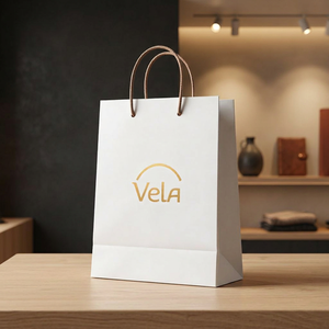 Bolsa de Papel Blanca Personalizada con Asa de Listón, Impresión Offset, Logotipo de Belleza Natural y Orgánica para Empaque de Tienda de Cosméticos - Product Image 3