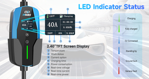 Cargador EV portátil inteligente 7KW 9KW GBT Pila de carga NACS Enchufe de carga 40A IP66 a prueba de agua para vehículos eléctricos OEM - Product Image 3